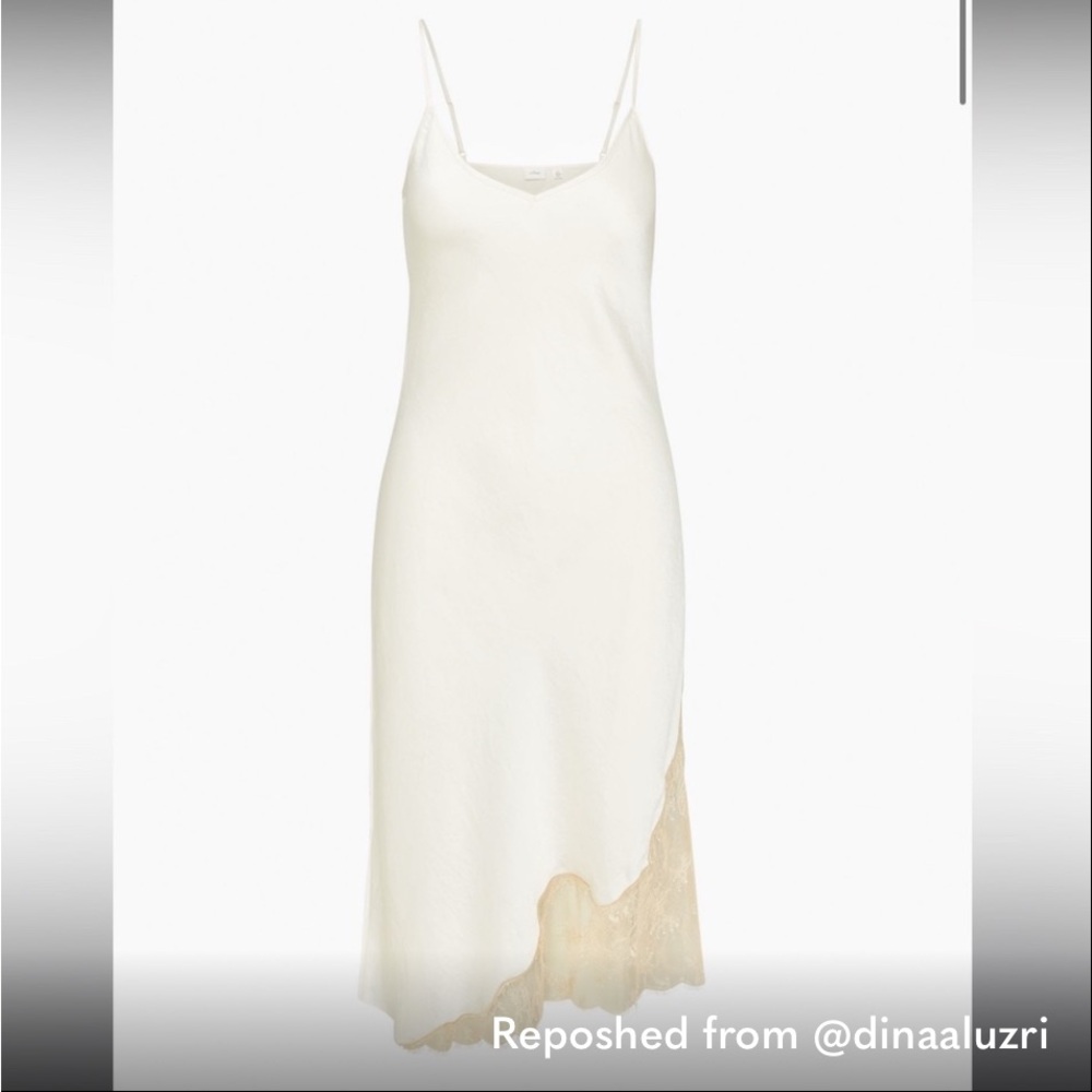 Aritzia Satin Midi Dress with Lace